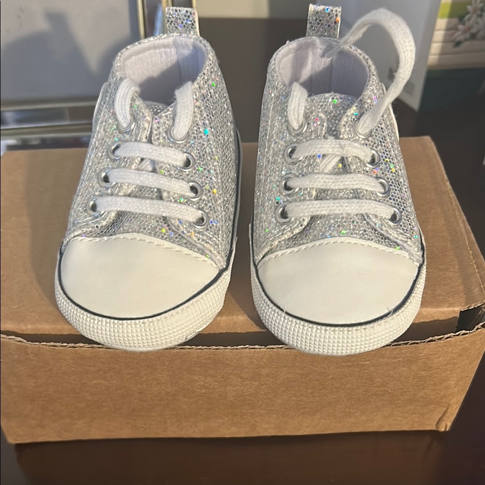 Sparkly Silver Kids Sneakers